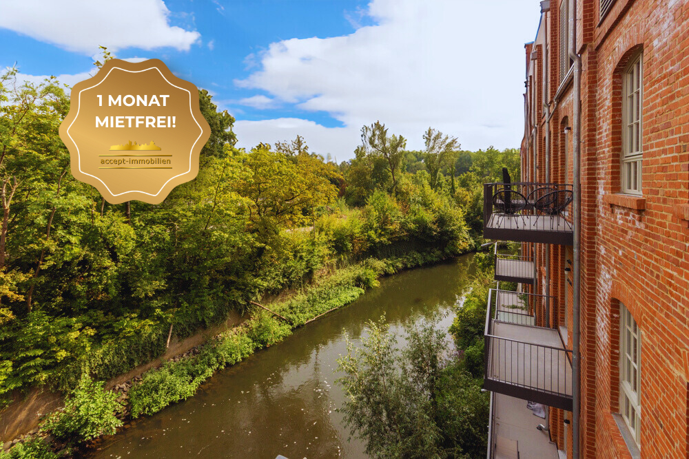 Wohnen am Wasser im Denkmalensemble | 1 Monat kaltmietfrei | Terrasse | Stellplatz | Echtholzparkett
