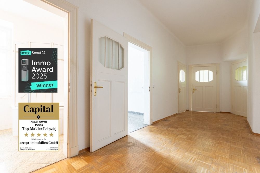 Charmante Familienwohnung in Gohlis mit Balkon | stilvolles Erkerwohnzimmer | Parkett